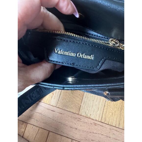 VALENTINO ORLANDI BLACK quilted VEGAN LEATHER BAG PURSE (PU500 - Picture 7 of 10